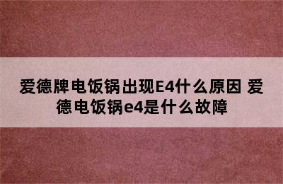 爱德牌电饭锅出现E4什么原因 爱德电饭锅e4是什么故障